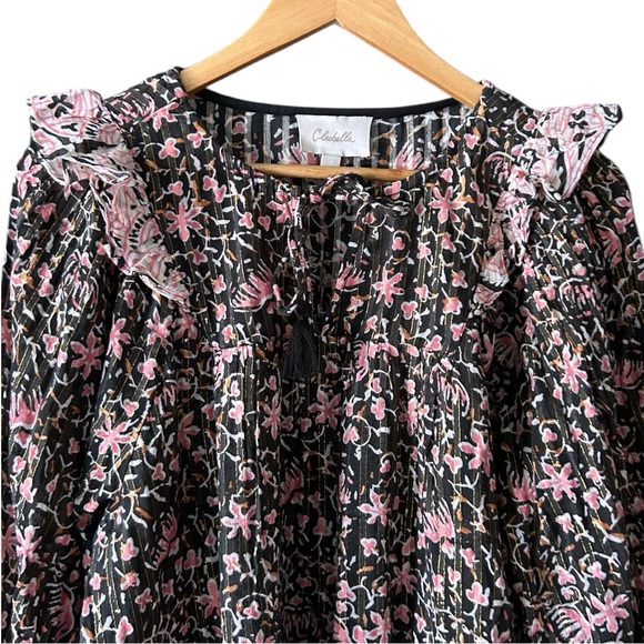 Revolve Cleobella Brynlee Boho Metallic Floral Blouse in Fan Print. Size Large - Picture 4 of 10